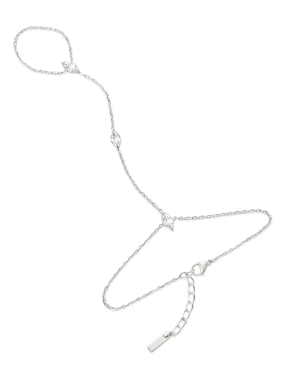 Marquise CZ Hand Chain Bracelet Ring silver